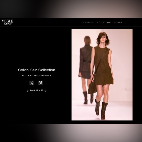 Vintage Calvin Klein Collection FW 2001 Runway Leather Suede Mini Dress - Picture 2 of 16